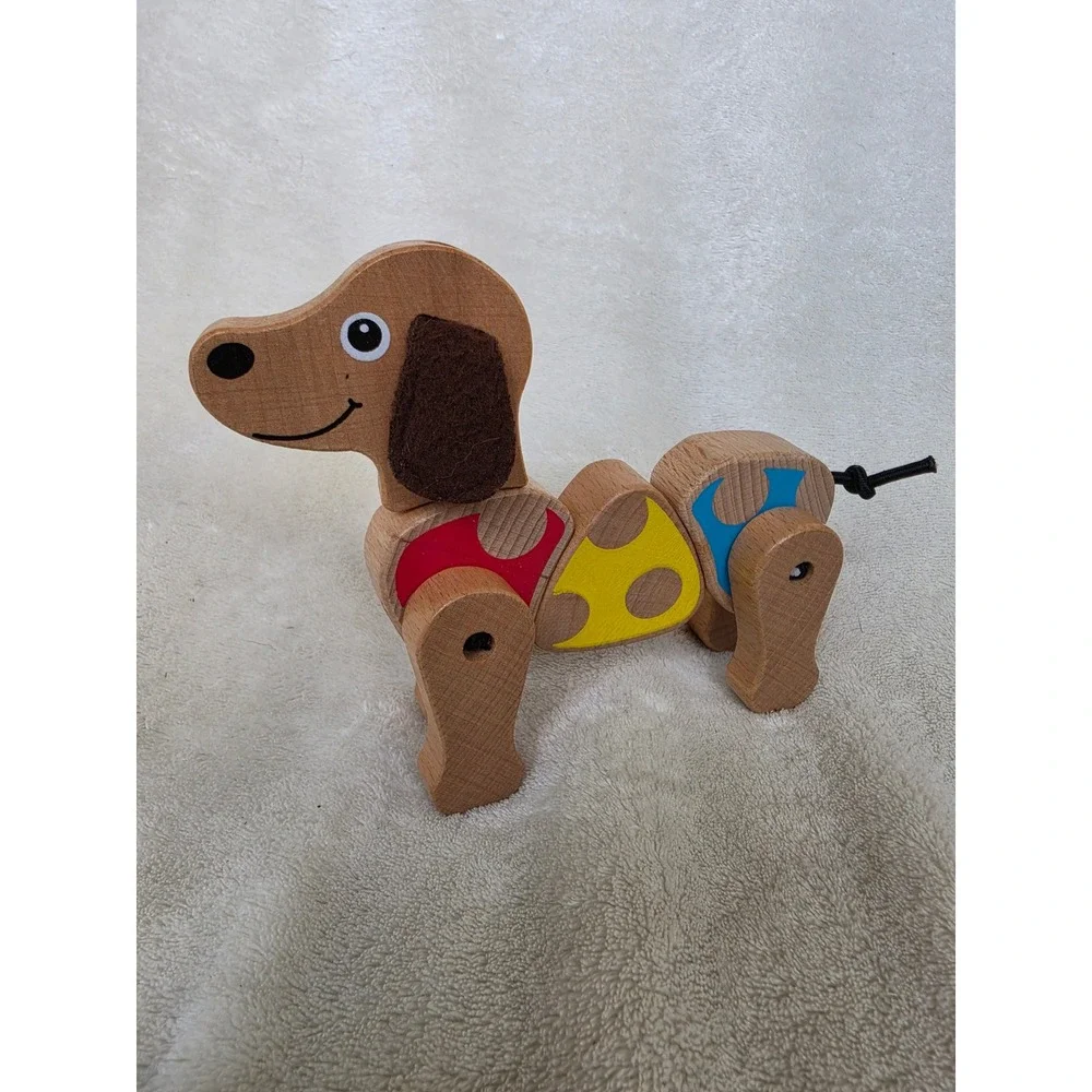 Melissa & Doug Wooden Dachshund Puppy Pull Toy GH17170 Wiggling Dog Multicolor